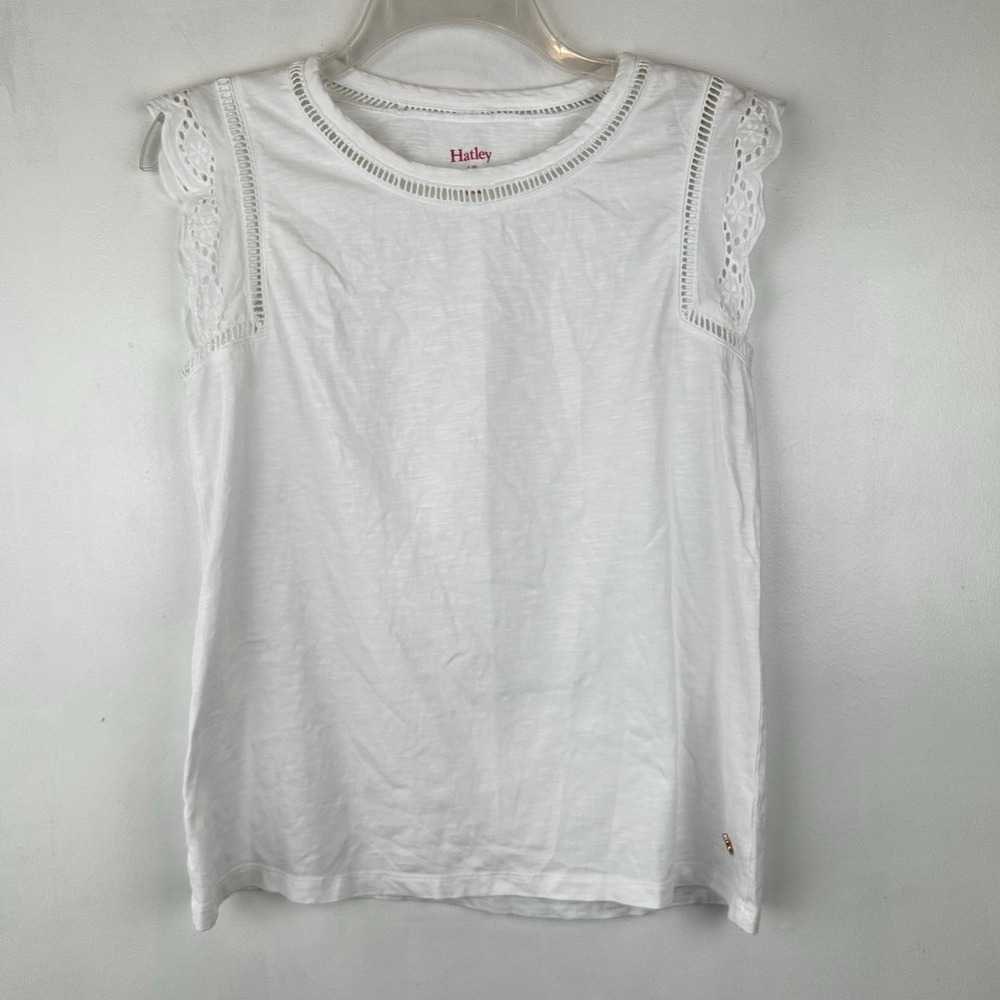 Hatley Top Womans S White Eyelet Lace Sleeves Cottagecore Festival Beach Casual
